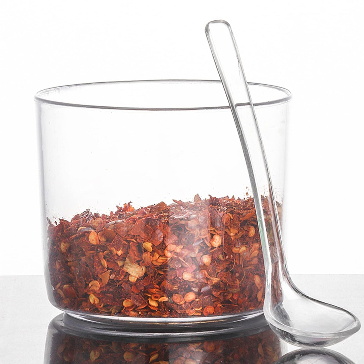 Set of 4 Clear Acrylic Sugar Bowl with Lid Salt Spoon Storage Sugar Jar with Lid for Sugar, Salt, Tea, Spices, Herbs, Condiments