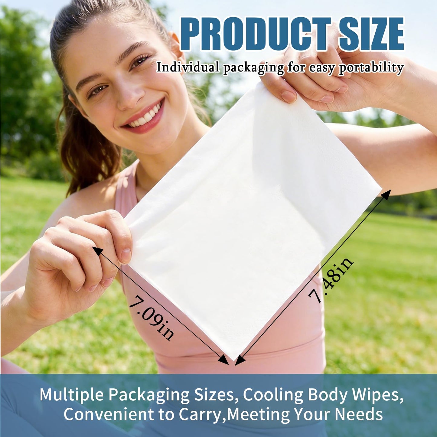 Cooling Face Body Wipes - 10 Packs of 10 (100 Wipes) - Disposable Individually Wrapped No-Rinse Cooling Towels, Extra-Thick Oversized Body Cleansing Wipes for Sports, Travel, Camping in Hot Weather