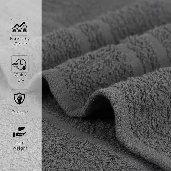 24 Pack Dark Grey Hand Towel 100% Cotton Spa Towel – 16x27 inches Highly