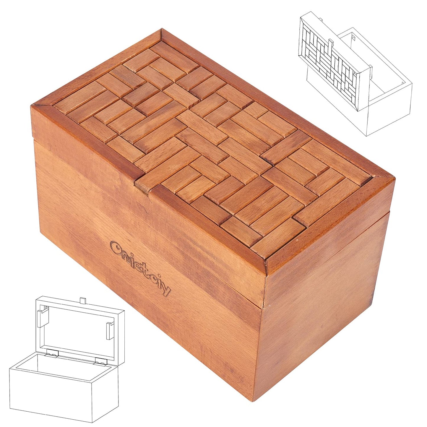 Onietoiy Big 32 Steps Wooden Secret Puzzle Box Toys Beech Wood Money Holder Handmade Storage Brain Teaser Unlocking Games Retro Compartment Thinking Toy Mysterious Birthday Gift for Kids and Adults