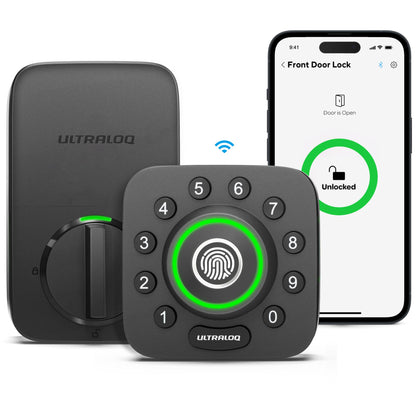 ULTRALOQ U-Bolt Pro WiFi Smart Lock with Door Sensor, 8-in-1 Keyless Entry Door Lock with Fingerprint ID, App Remote Control, Built-in WiFi Keypad Deadbolt, Auto Unlock, IP65 Waterproof, Easy Install