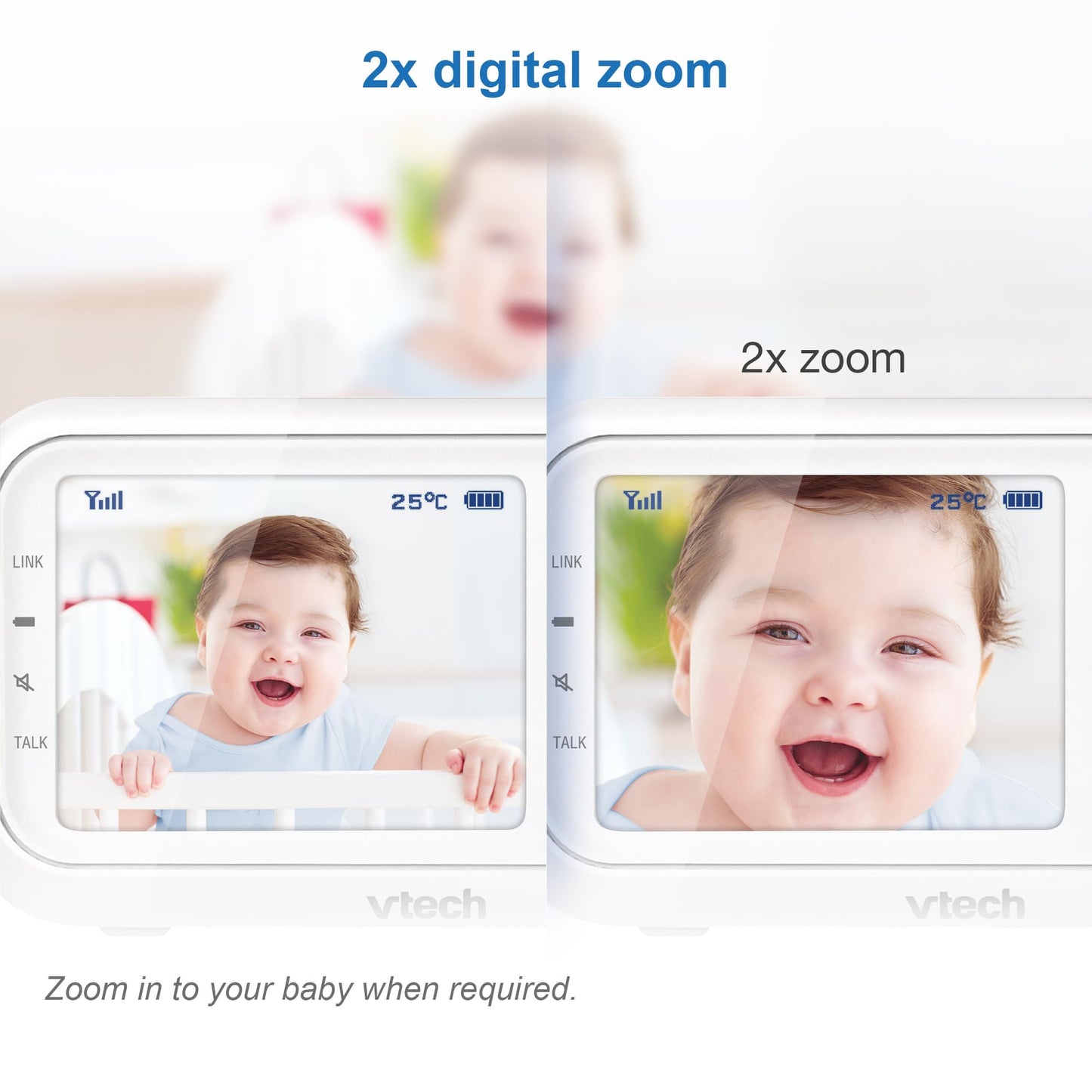 VTech VM3250 Video Baby Monitor with Camera,300m Long Range, Baby Monitor with 2.8" LCD Screen,Up to 19-hr Video Streaming,Night Vision,Secured Transmission,Temperature Sensor,Soothing Sounds,2X Zoom