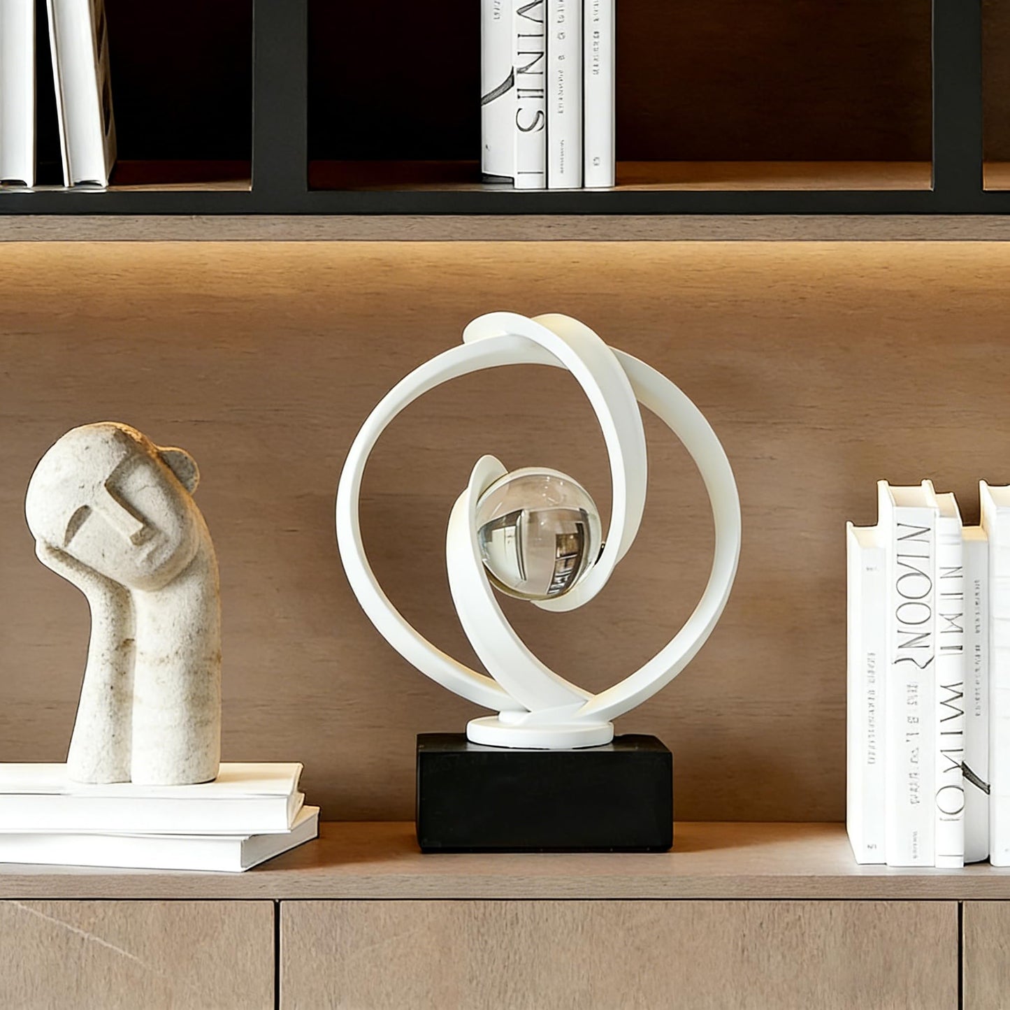 AWNR Gold Abstract Sculpture House Decor Aesthetic - Home Décor Accents for Nightstand, Shelves, Dining Room, Entryway Table, Office, Desk Accessories (White)
