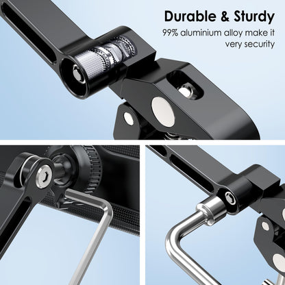 CreaDream Aluminium Tablet Mount Clamp for Spin Bike, Stationary Bicycle, Treadmill, Stroller Indoor Bike, Peloton, Elliptical - Compatible with 4.7-13" Tablet, iPad Pro, Air, Mini, Galaxy Tab