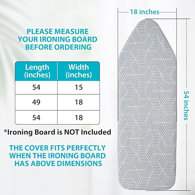 Seiritex Extra Wide Ironing Board Cover and Pad 18 x 54 inch Heat Reflective