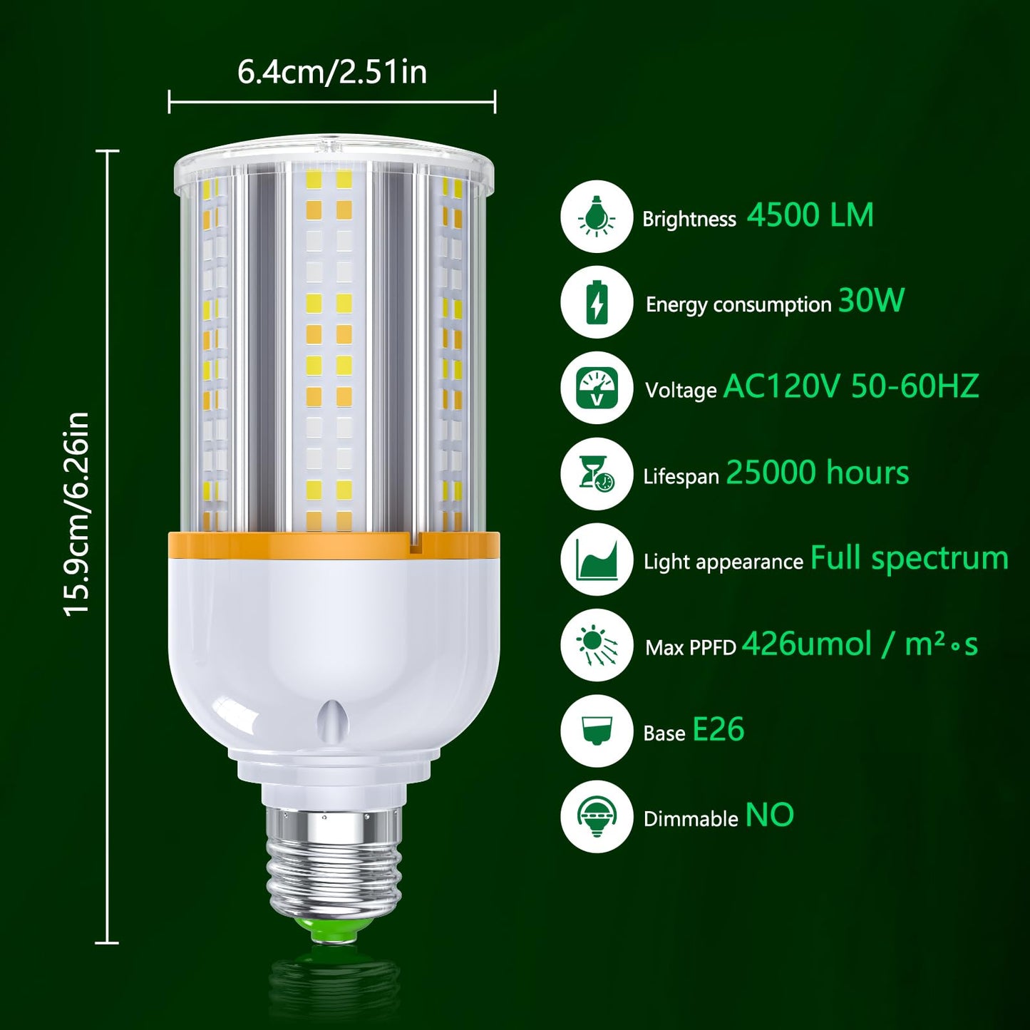 JURDXLED 2 Pack led Grow Light Bulb for Indoor Plants, 6000K Blue Red Full Spectrum Plant Grow Light, 360° Large Area Irradiation, Perfect for Growing Flowers and Vegetables Indoors(2 Pack, 168 LED)