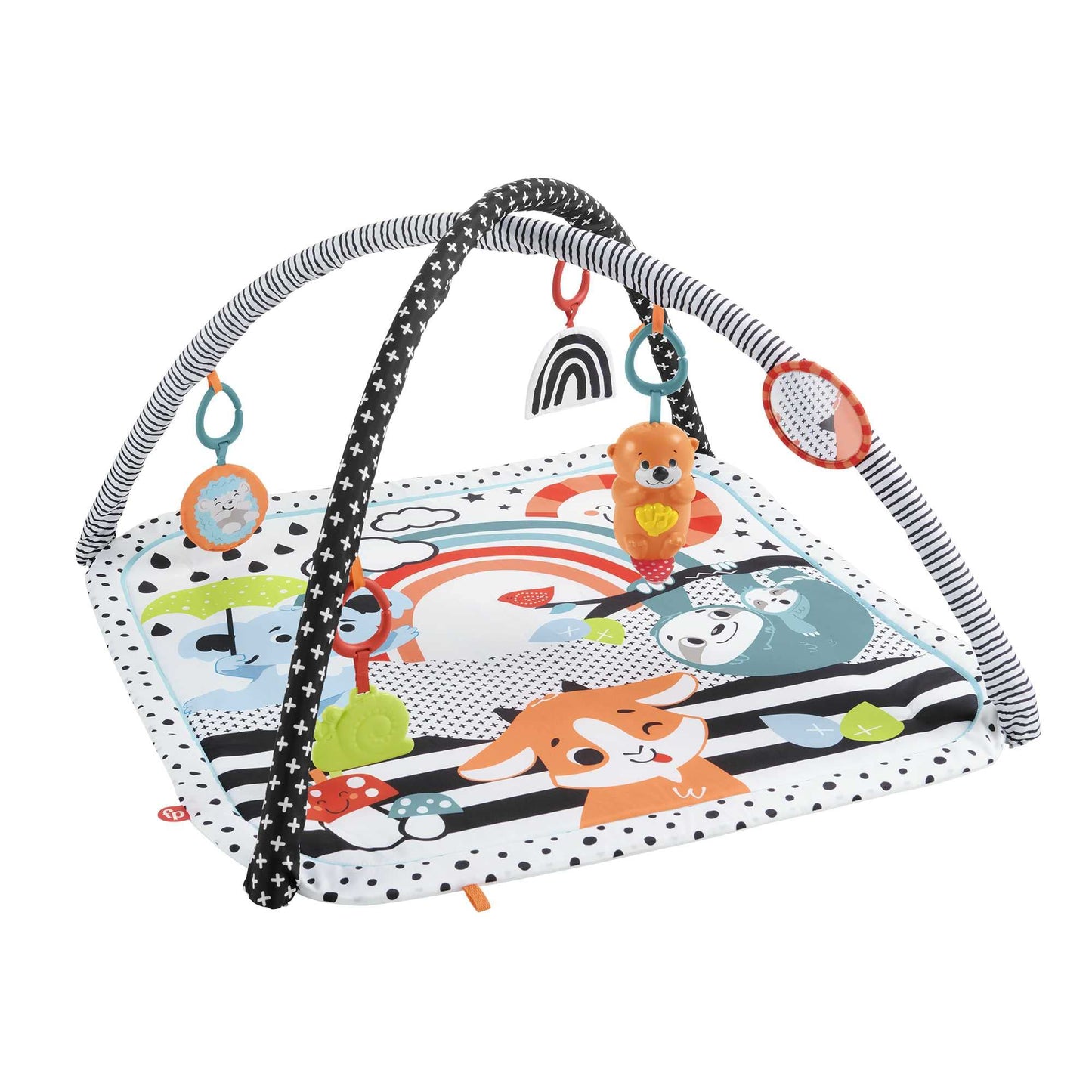 Fisher-Price Glow & Grow Gym Baby Play Mat, Baby Gym Play Mat for Newborn to 3 Year Old with Light Up Musical Otter, Toys and Comfy Baby Mats for Floor Play, Playmats & Floor Gyms Baby Toys, HBP41