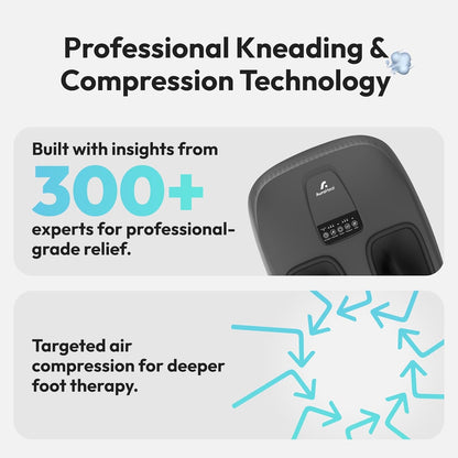 Shiatsu Foot Massager with Heat & Deep Kneading - Relieves Plantar Fasciitis, Neuropathy & Foot Fatigue - Features Adjustable Heat & 3 Compression Setting - Fits Up to Men’s Size 14