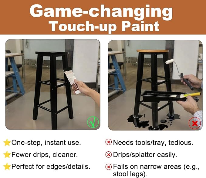 Black Paint, Touch-Up Paint for Furniture, No Sanding, Fast Drying, Water Based