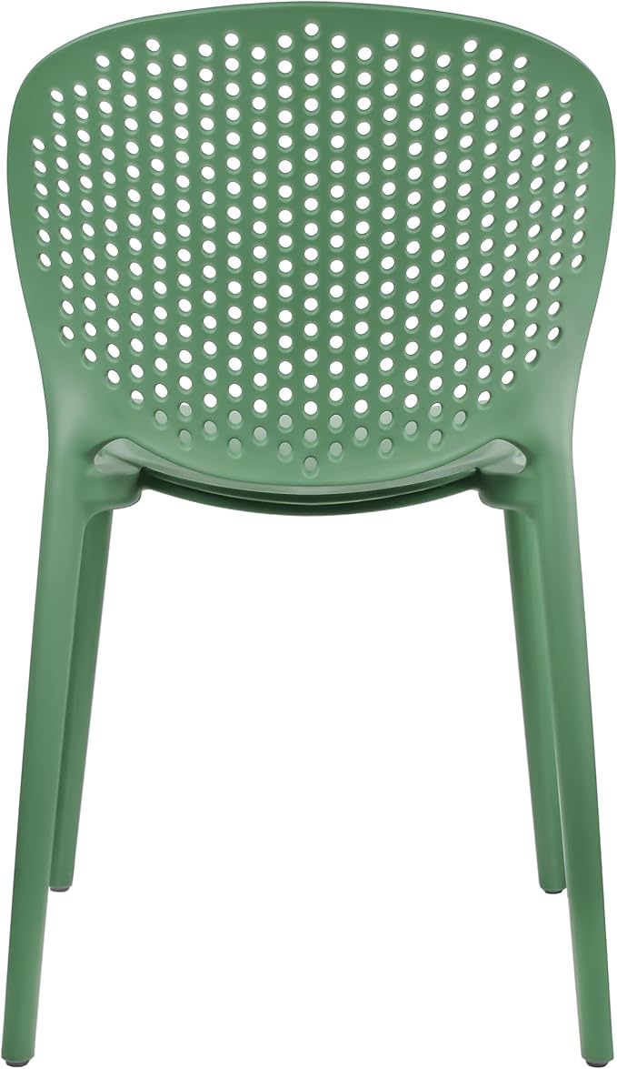 2xhome Set of 3 Patio Dining Chairs | Modern Stackable Outdoor Pool Side Chair | Weather Resistant Plastic for Yard, Porch, Balcony, Kitchen, Green