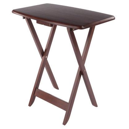 Winsome Darryl Set of 4 Oversized Foldable Snack Tables with Storage Rack, 26" in Walnut, Easy to Store Portable Fold Up Table Set for Kitchen, Living Room TV Dining, Crafts, Puzzles, Work From Home