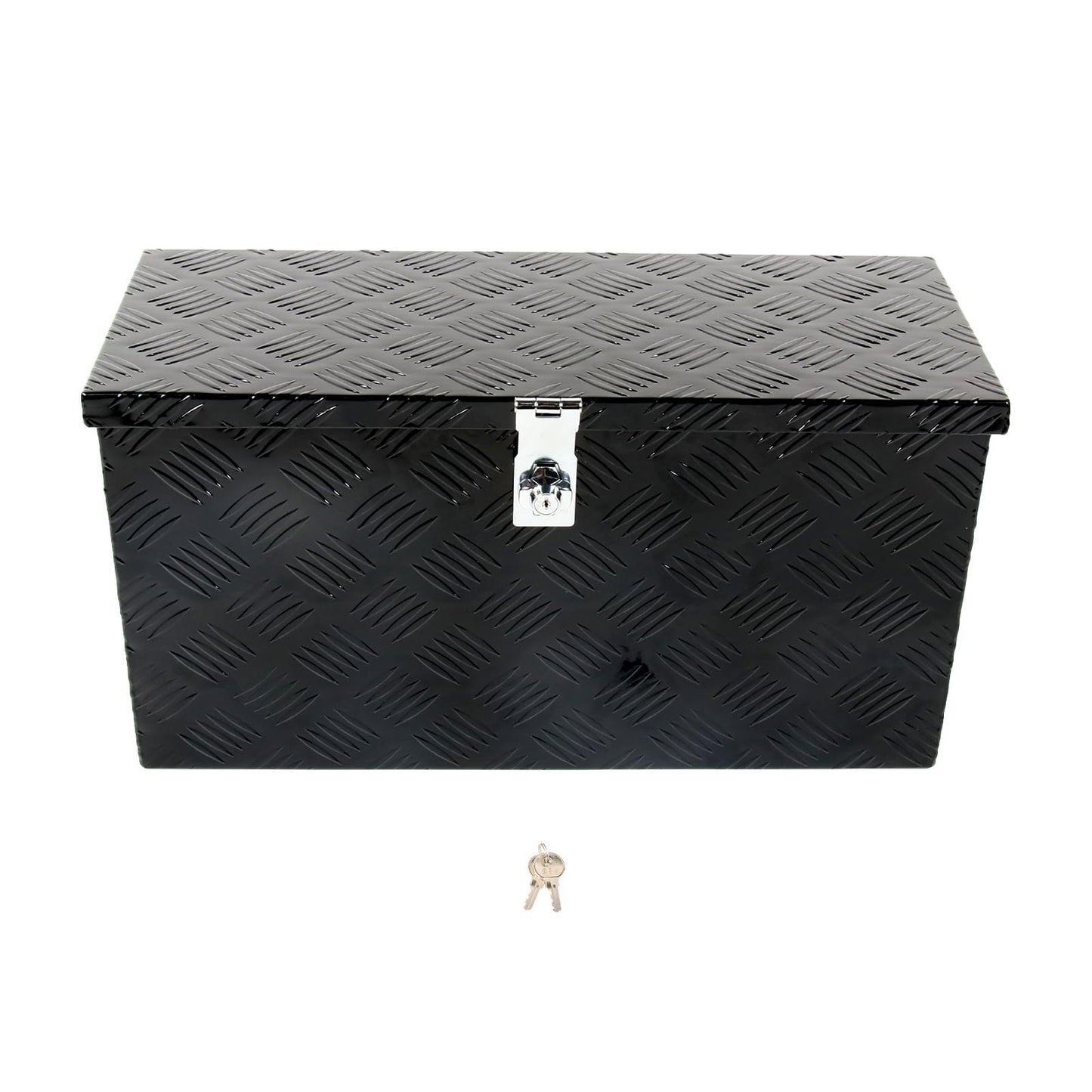 BIGREAT 24'' Inch Stripes Plated ATV UTV Aluminum Tool Box Truck Bed Toolbox Waterproof Square Storage Organizer with Lock and Keys Black(‎24" L x 9.5" W x 12.5" H)