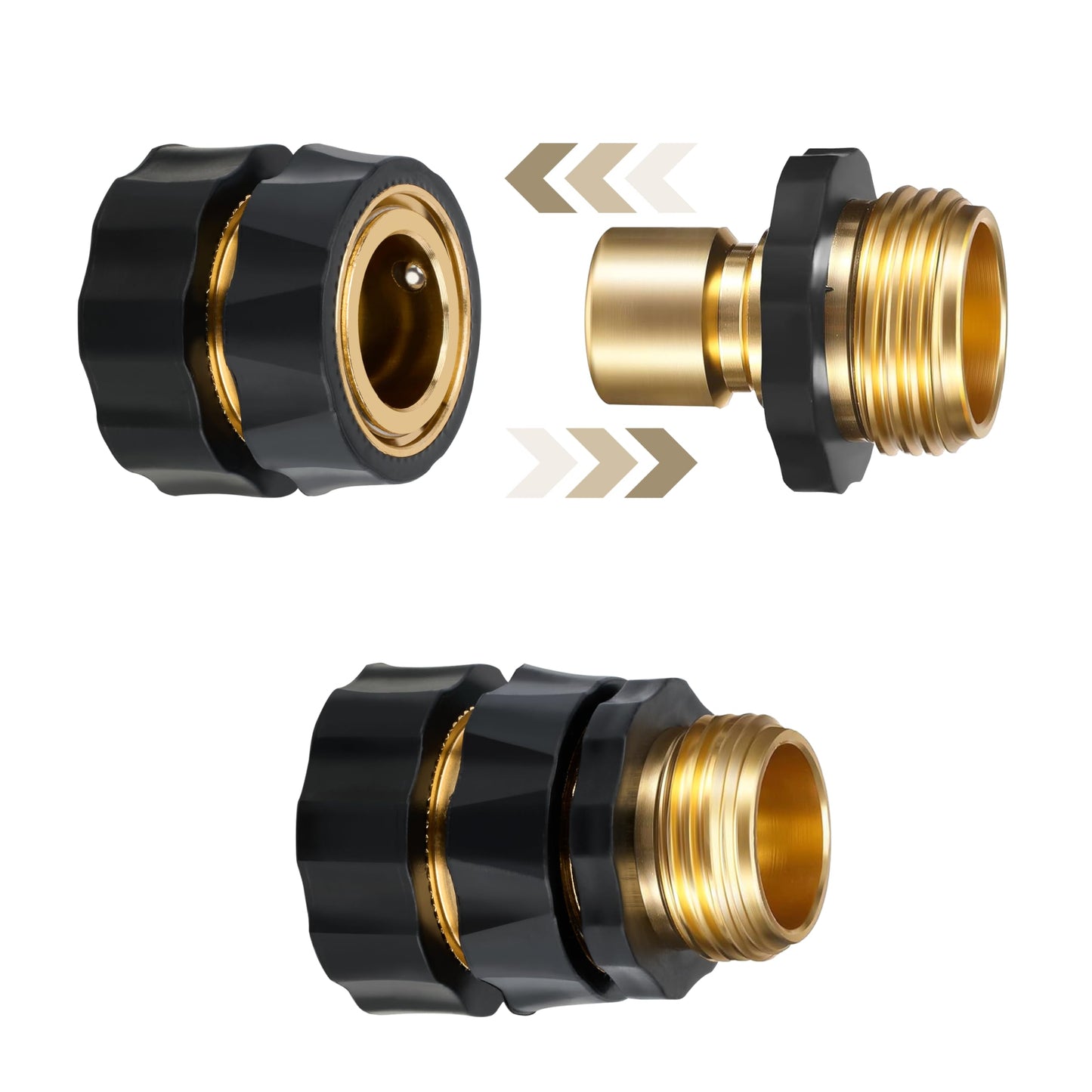 Twinkle Star 3/4 Inch Garden Hose Fitting Quick Connector Male and Female Set, 4 Set, Garden Hose Adapter, Quick Connect Hose Fittings, Garden Hose Connector, Hose Attachment