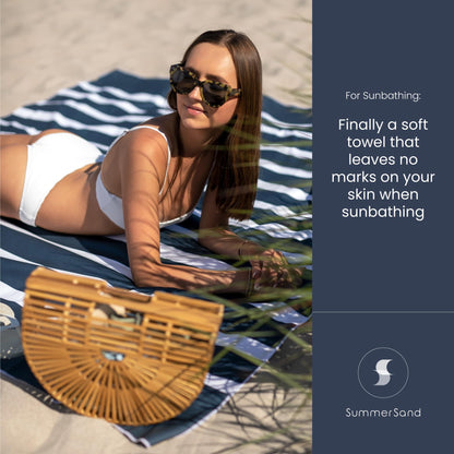 SummerSand Microfiber Beach Towel XXL Oversized (71 x 63 in) - Quick Dry, Sand Free - Compact and Lightweight for Travel - Recycled Materials - Extra Large Beach Blanket – Deep Blue