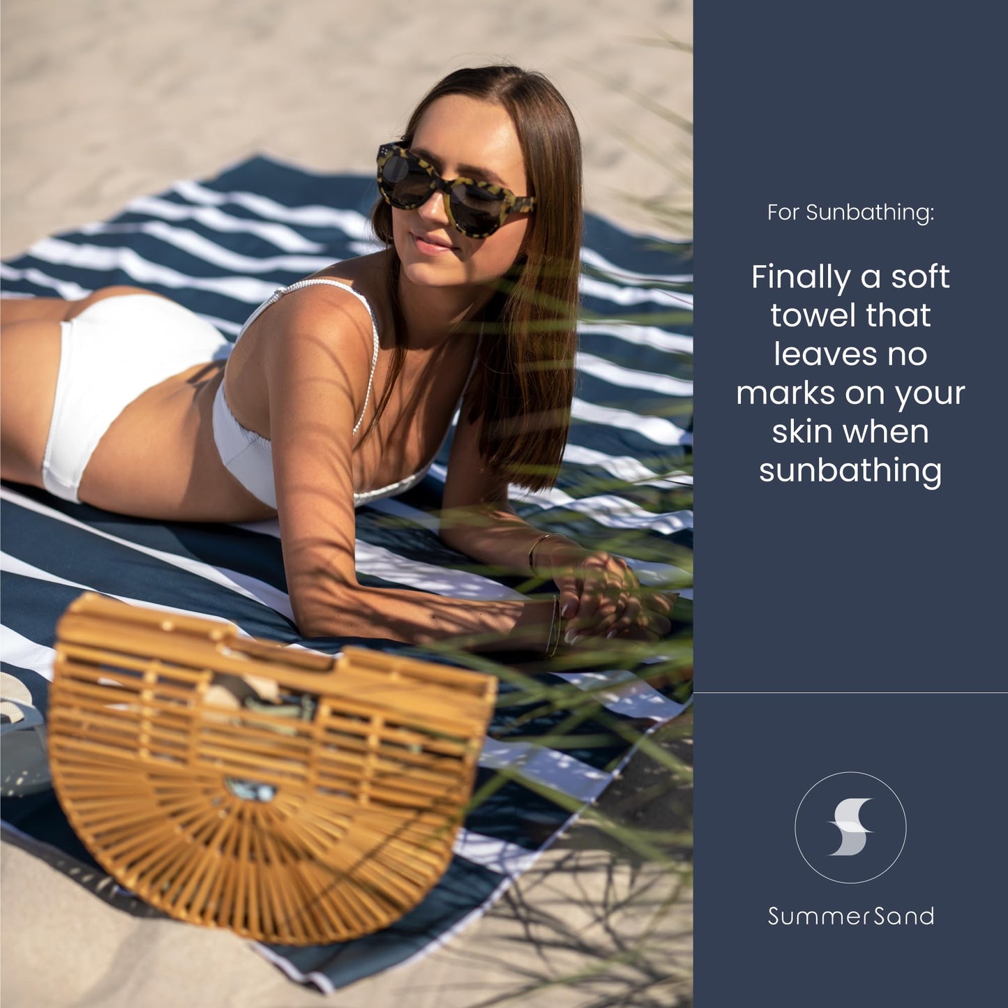 SummerSand Microfiber Beach Towel XXL Oversized (71 x 63 in) - Quick Dry, Sand Free - Compact and Lightweight for Travel - Recycled Materials - Extra Large Beach Blanket – Deep Blue