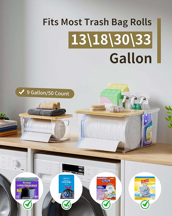 Trash Bag Dispenser Holder - 3 in 1 Acrylic Plastic Garbage Bag Pantry Organizer
