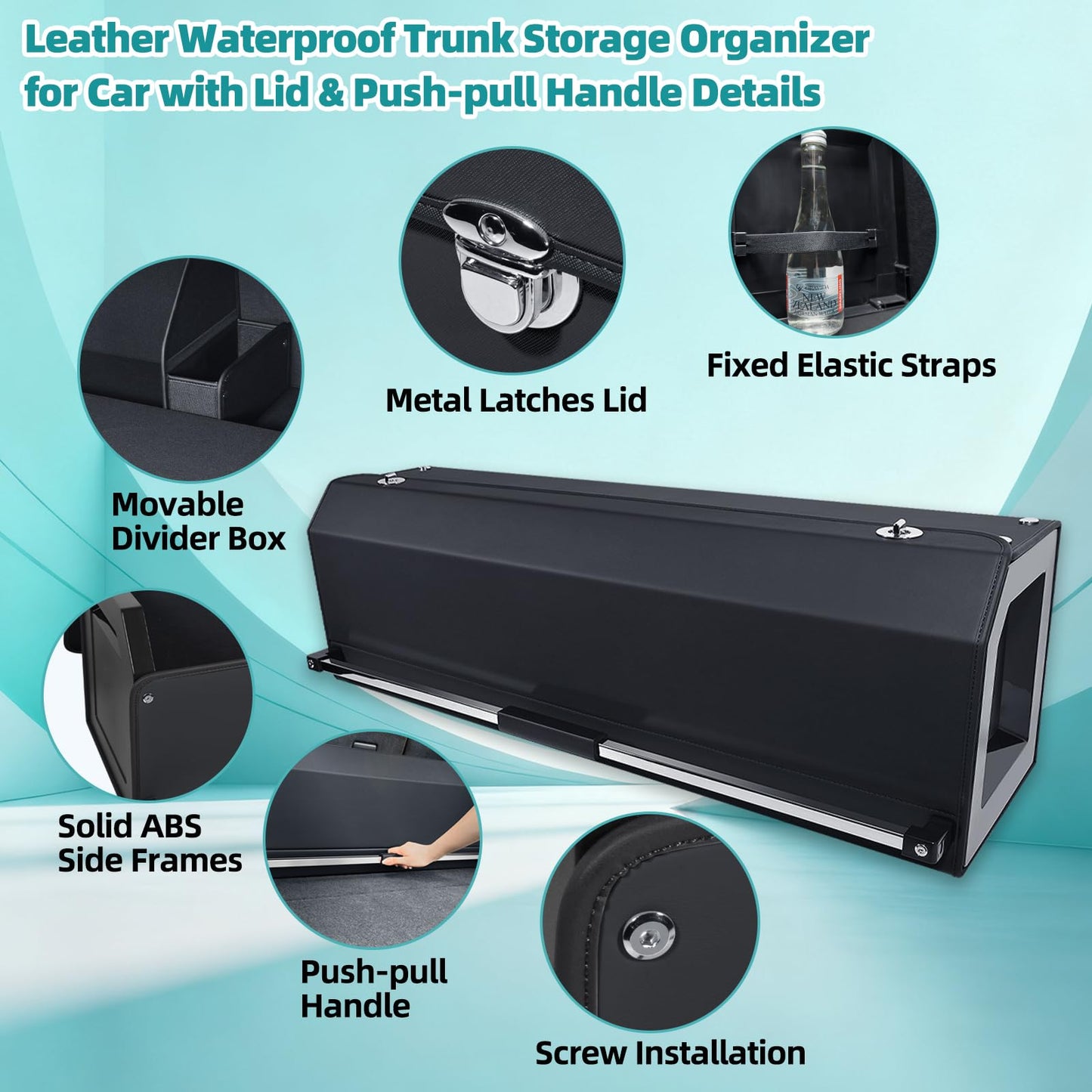 CarCrate Car Trunk Organizer with LED Light, SUV Organizer Trunk Storage, Leather Callapsible Storage Box, Waterproof Car Organizers and Storage Powered by 4 AA Batteries(Batteries Not Included)