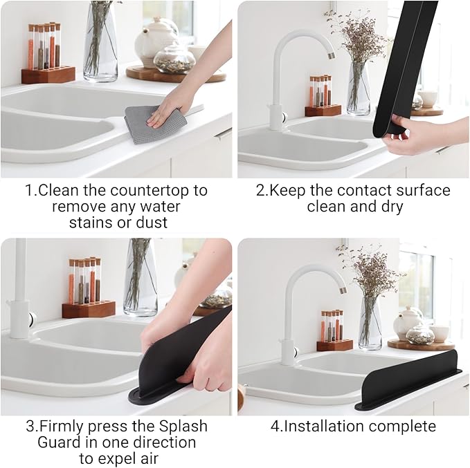 19.29 inch Sink Water Splash Guard, Silicone Sink Splash Guard, Backsplash
