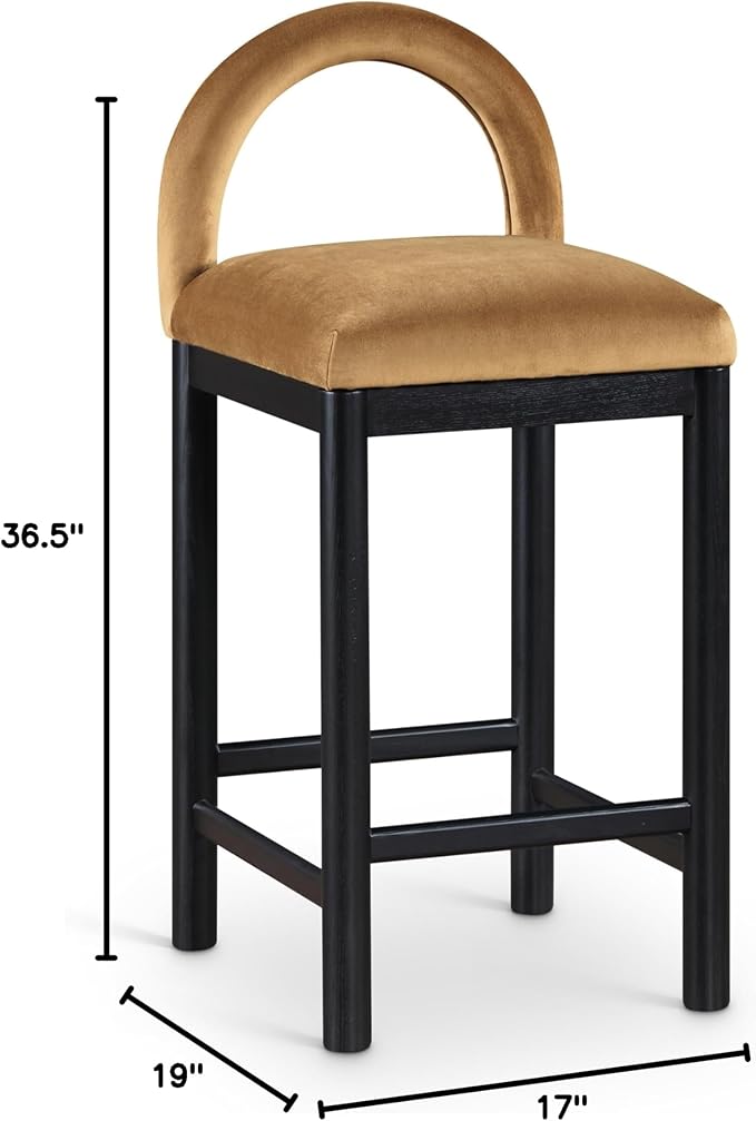 Meridian Furniture 11035Saddle-C Conrad Collection Art Deco Counter Stool
