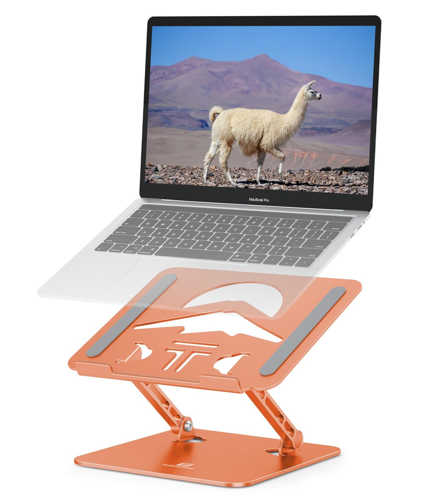 ToBeoneer Laptop Stand, Ergonomic Adjustable Computer Stand for Collaborative Work, Foldable and Portable Heat Sink Computer Stands, Fits up to 15.6-inch Laptops (Orange)