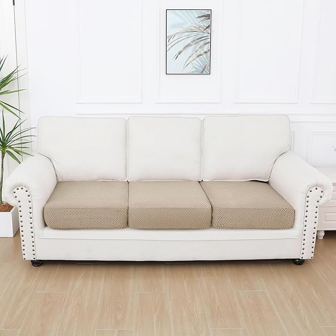 Smiry Waterproof Couch Cushion Covers, Stretch Jacquard Thick Sofa Cushion
