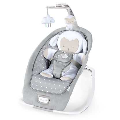 Ingenuity, Cuddle Lamb Baby Rocking Hammock with Vibration, Game Bow are 2 Stuffed Animals, 12 Melodies, 4 Nature Sounds, Adjustable Volume, Ergonomic, from Newborn to 18 kg