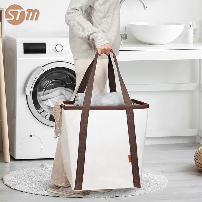 STORAGE MANIAC Collapsible Laundry Caddy, 64L Large Collapsible Laundry Basket