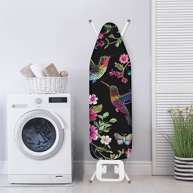Retro Floral Hummingbird Ironing Board Cover 15x54 Inch Extra Thick Resistant