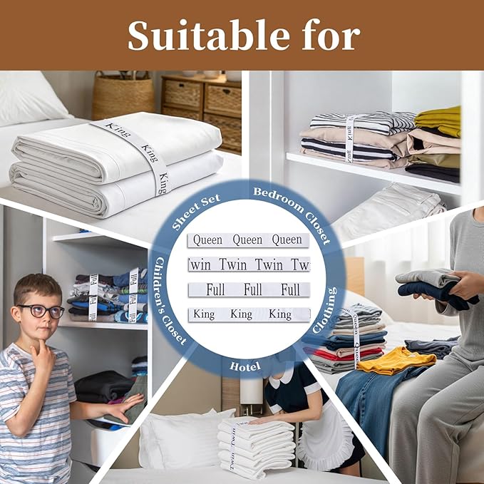 20PCS Bed Sheet Organizer Bands, Storage Labels and Sheet Keepers
