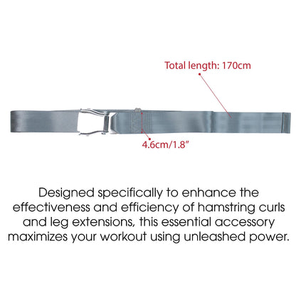 Leg Extension Seatbelt for Gym Lifting, Nordic Hamstring Curl Strap on Bench, 5.6ft L, Buckle Squat Collar for Workouts Machine Home Exercise Fitness Assisted Muscles Achieve Stability Women Men, Grey