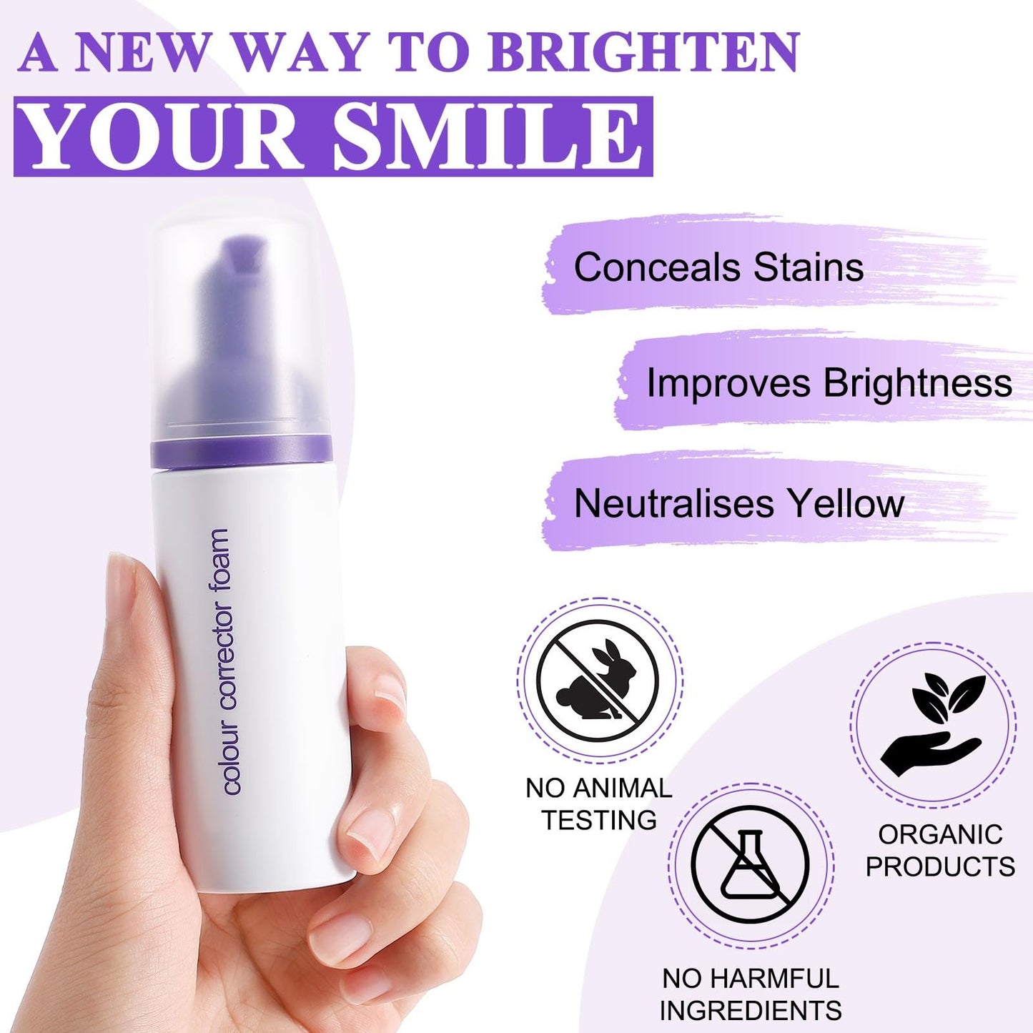 Purple Toothpaste for Teeth Whitening,Purple Teeth Whitening Kit,Tooth Stain Removal Colour Corrector