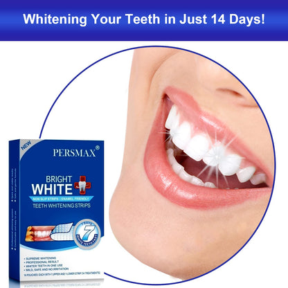 PERSMAX Teeth Whitening Strips for Teeth Sensitive, Non-Slip Enamel-Safe Strips, Professional and Safe Teeth whitening Strips, for Smoking/Coffee/Soda/Wine Stain, 28 Strips 14 Treatments (Mint)