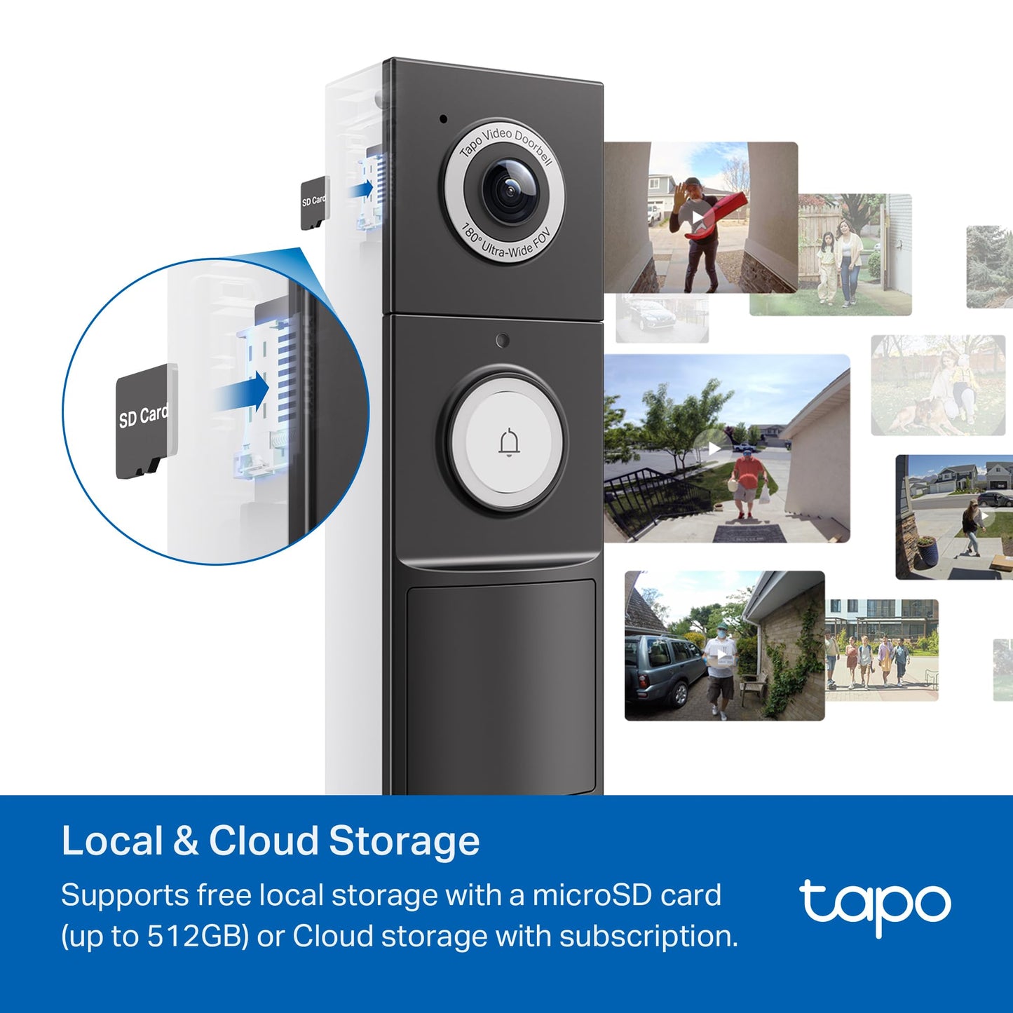 Tapo by TP-Link Smart Video Doorbell Camera Wireless with Chime, 2K with Full Color Night Vision & Spotlights, No Monthly Fee, Ring Call, 160° Ultra-Wide View, Free AI Detection, Local Storage,D210