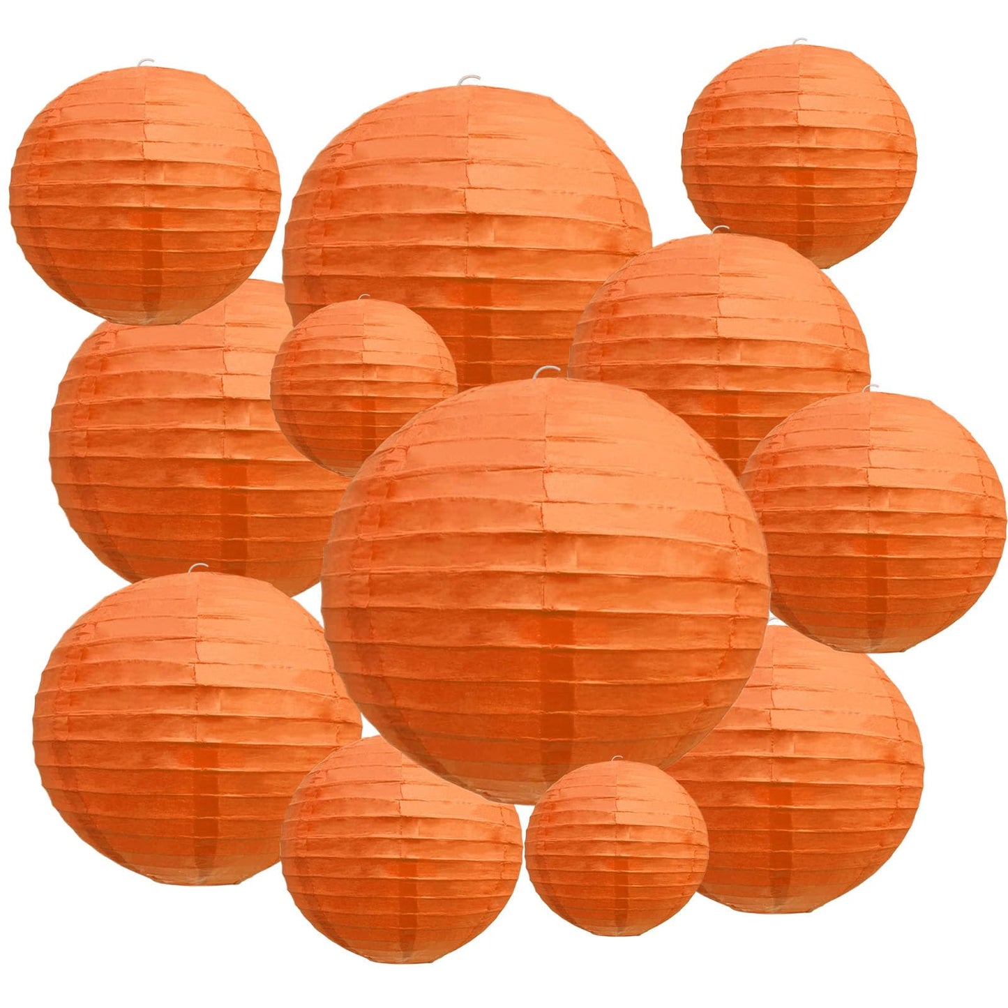 20Pcs Orange Paper Lanterns for Parties, 6” 8” 10” 12” Chinese Asian Hanging Round Paper Lanterns for Birthday Wedding Halloween Christmas Home Decor Party Decor