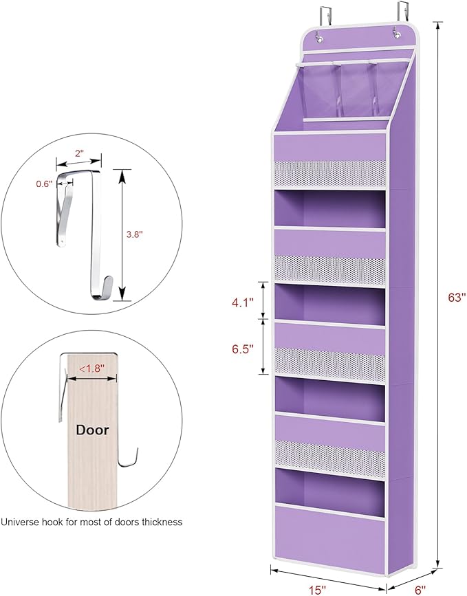 Univivi 6-Shelf Over Door Hanging Organizer Fabric Baby Door Storage