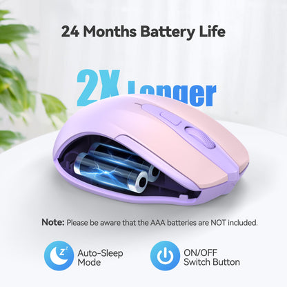TECKNET Wireless Mouse, 2.4G Ergonomic Optical Mouse, Computer Mouse for Laptop, PC, Computer, Chromebook, Notebook, 6 Buttons, 24 Months Battery Life, 2600 DPI, 5 Adjustment Levels