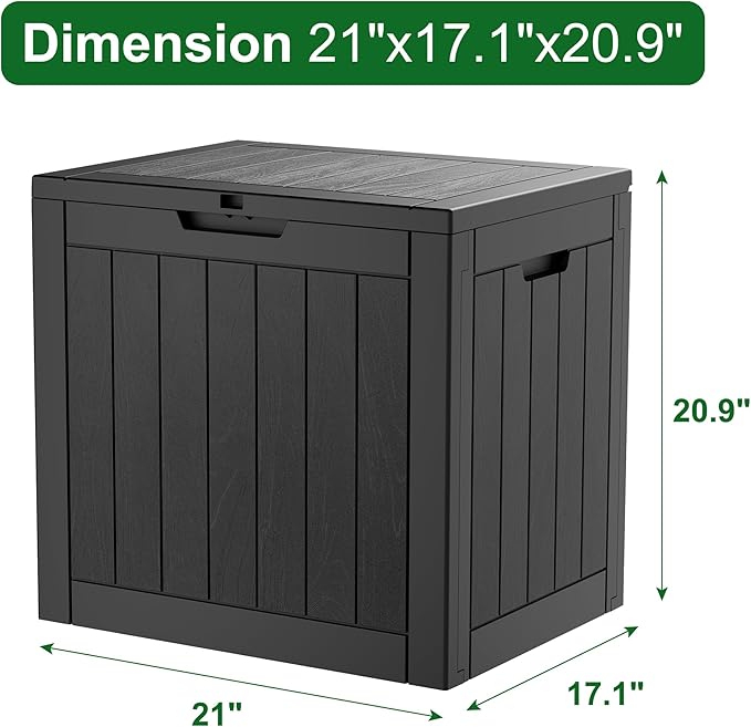 Outdoor Storage Box, Resin Deck Boxes Indoor and outdoor, Waterproof Storage Box Lockable Lid (Black,35 Gallon-2Pack)
