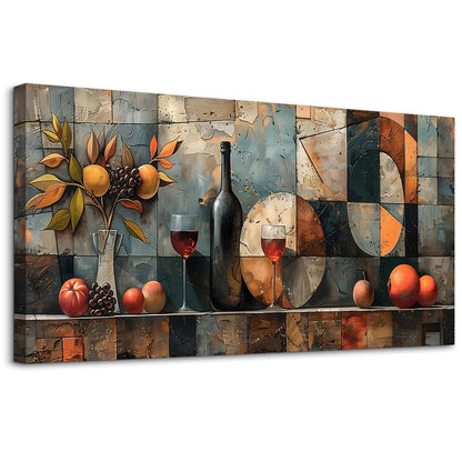 KELIYUAN Wall Art For Kitchen Wall Decor For Living Room Dining Room Decorations Wine Glass Wall Painting Still Life Abstract Pictures Artwork Ready To Hang bar Wall Posters Home Decor 20"x40"