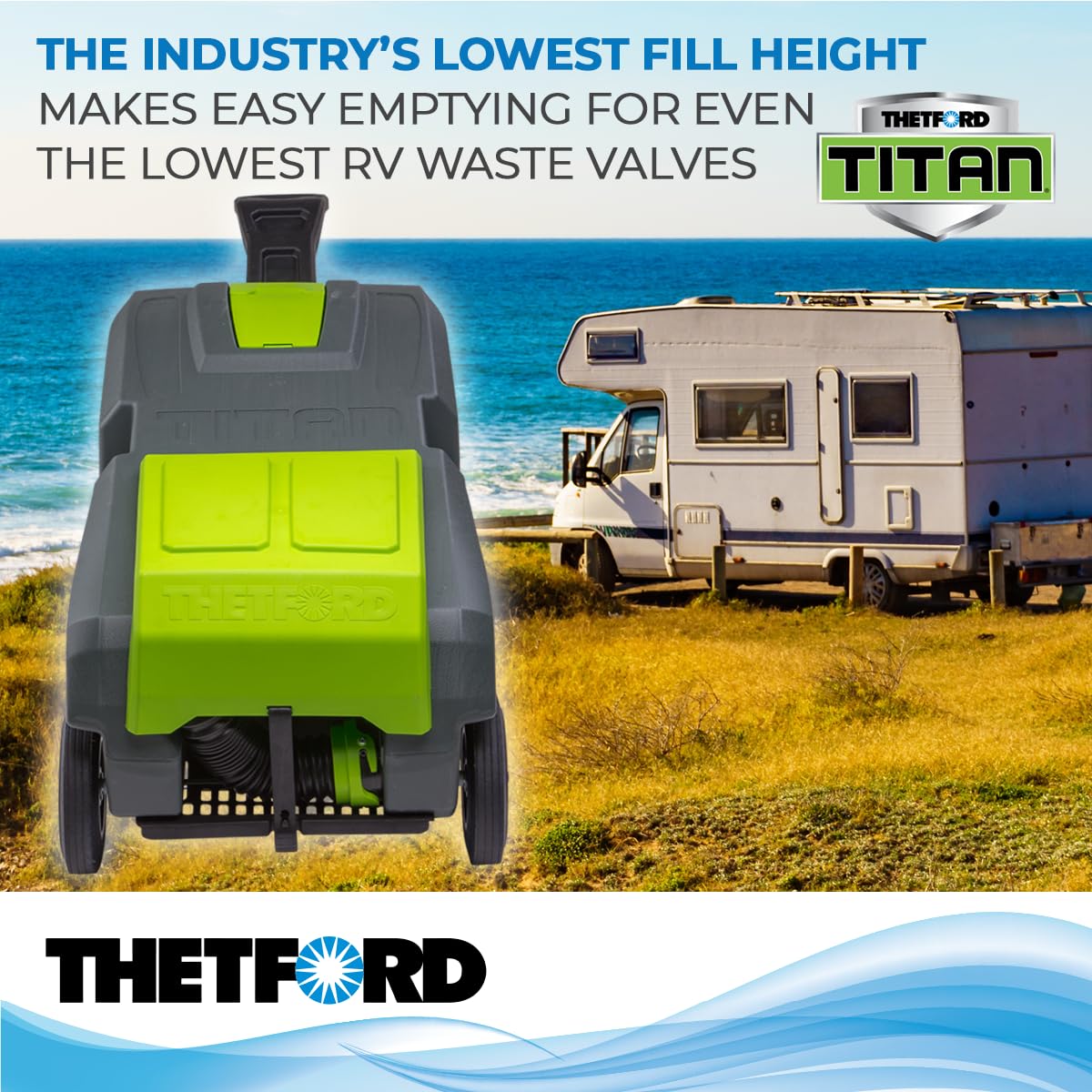 Thetford 40951 4-Wheel Titan Tote - 27 Gallon , Gray