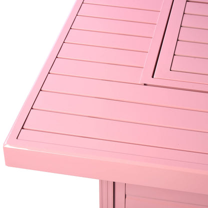 Oakland Living Rectangular 48 in. x 36 in. Aluminum Propane Fire Pit Table, Glass Beads, Two Covers, Lid, 57,000 BTUs in Pink Finish