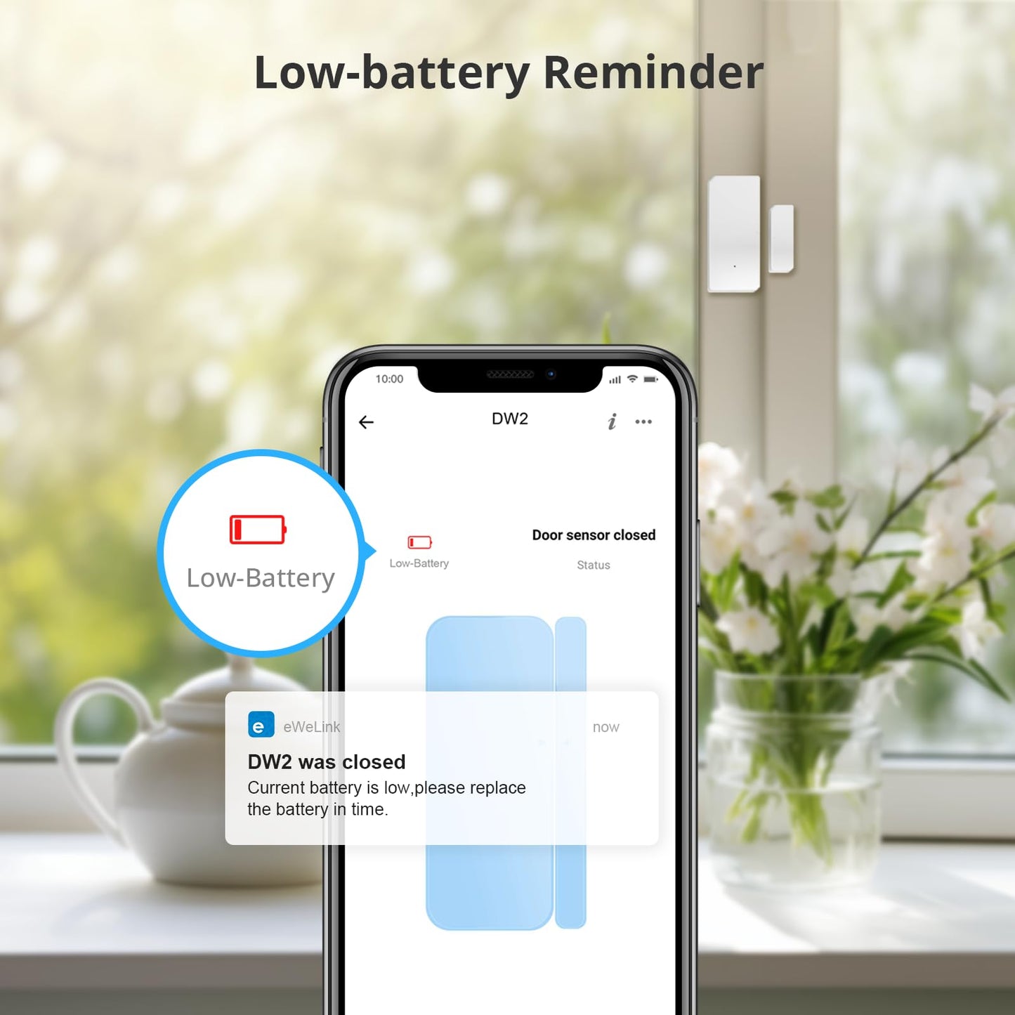 SONOFF DW2 Wi-Fi Wireless Door Window Sensor,APP Alert for Home Automation Wireless Alarm Security System, Compatible with IFTTT, No Gateway Required.