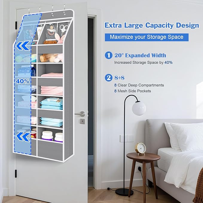 Univivi 5-Shelf Fabric Door Organizer Over Door Hanging Organizer