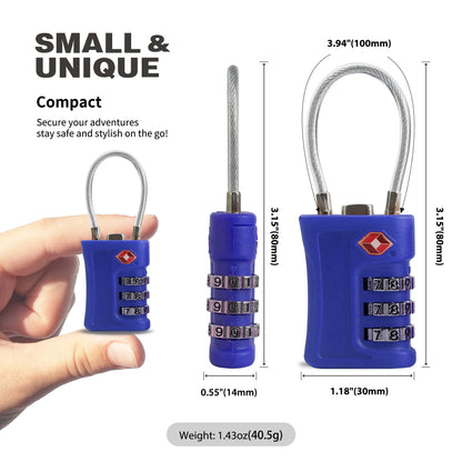 UP Security Luggage Locks TSA Approved 2 Pack, Small Padlock Combination, TSA Locks for Luggage, Travel Combo Padlock with Code, for Suitcase, Backpack Zipper, Locker, Gun Case (Black+Blue)