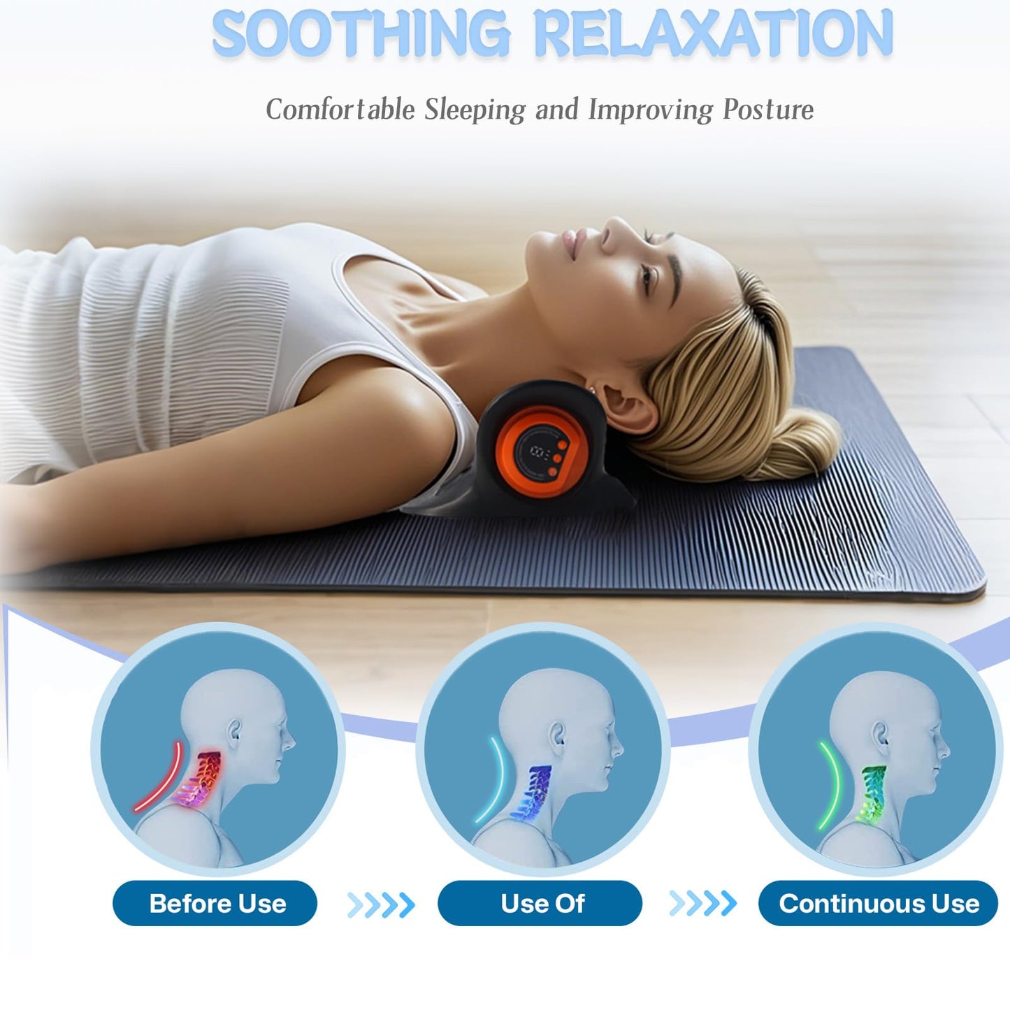 Neck Massager for Pain Relief,Portable Electric Massage Pillow with Heat,Deep Tissue Relaxation for Neck,Shoulders,Back,Perfect for Home, Office,Travel