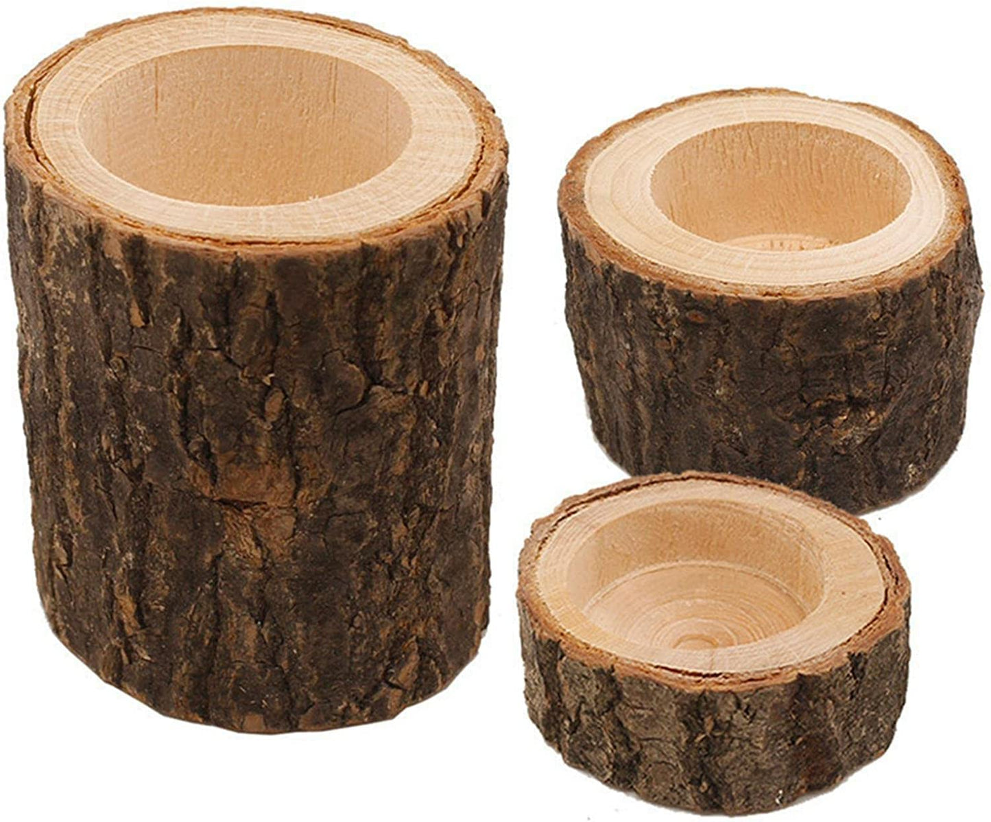 Tesytto Wooden Tea Light Candle Holders Set of 6, Personalized Natural Wooden Votive Tealight Holder for Rustic Centerpieces for Table, Great for Home, Wedding Various Festivals Decoration