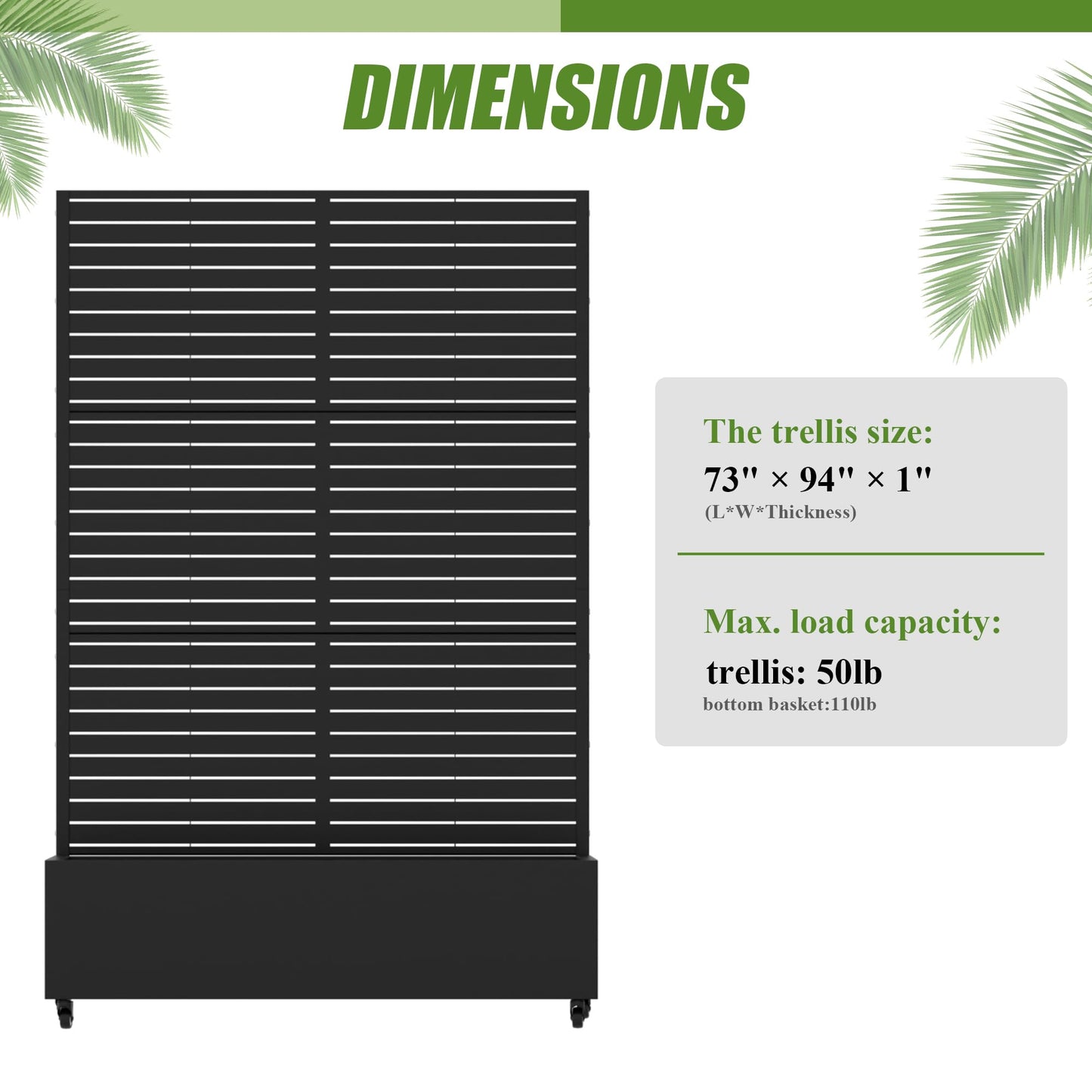 Casaphoria Metal Raised Garden Bed with Trellis and Wheels, 72"x47"x16" Planter Box for Climbing Plants, Vegetables & Vines, Features Drainage Holes and Privacy Screen (Black-Louvered)