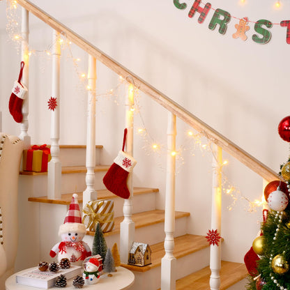 Waipfaru Christmas Garland with Lights,2Pcs Lighted Berry Garland, 13.1FT Christmas Tree Garland, Christmas Decorations Indoor for Home Outdoor Gate Table Fireplace New Year Decor, White