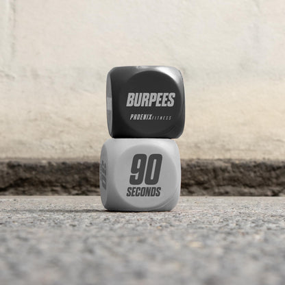 Phoenix Fitness Exercise Dice,Workout Dice Game for Cardio, HIIT Training and Exercise Classes,Training Includes Push Ups, Squats, Jumping Jacks, Crunches and Wildcard for Home and Gym,Black