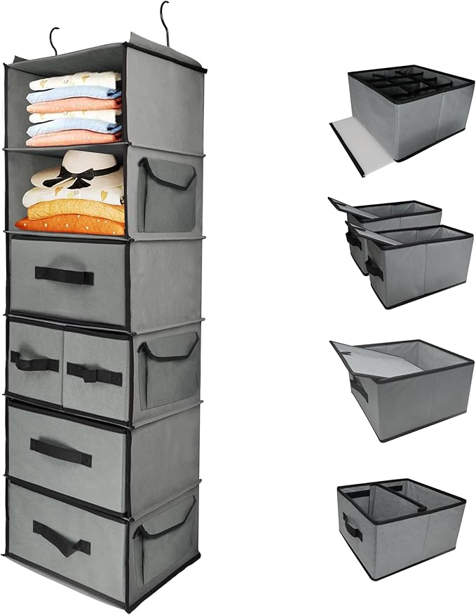 Durable 6-Tier hanging closet organizer
