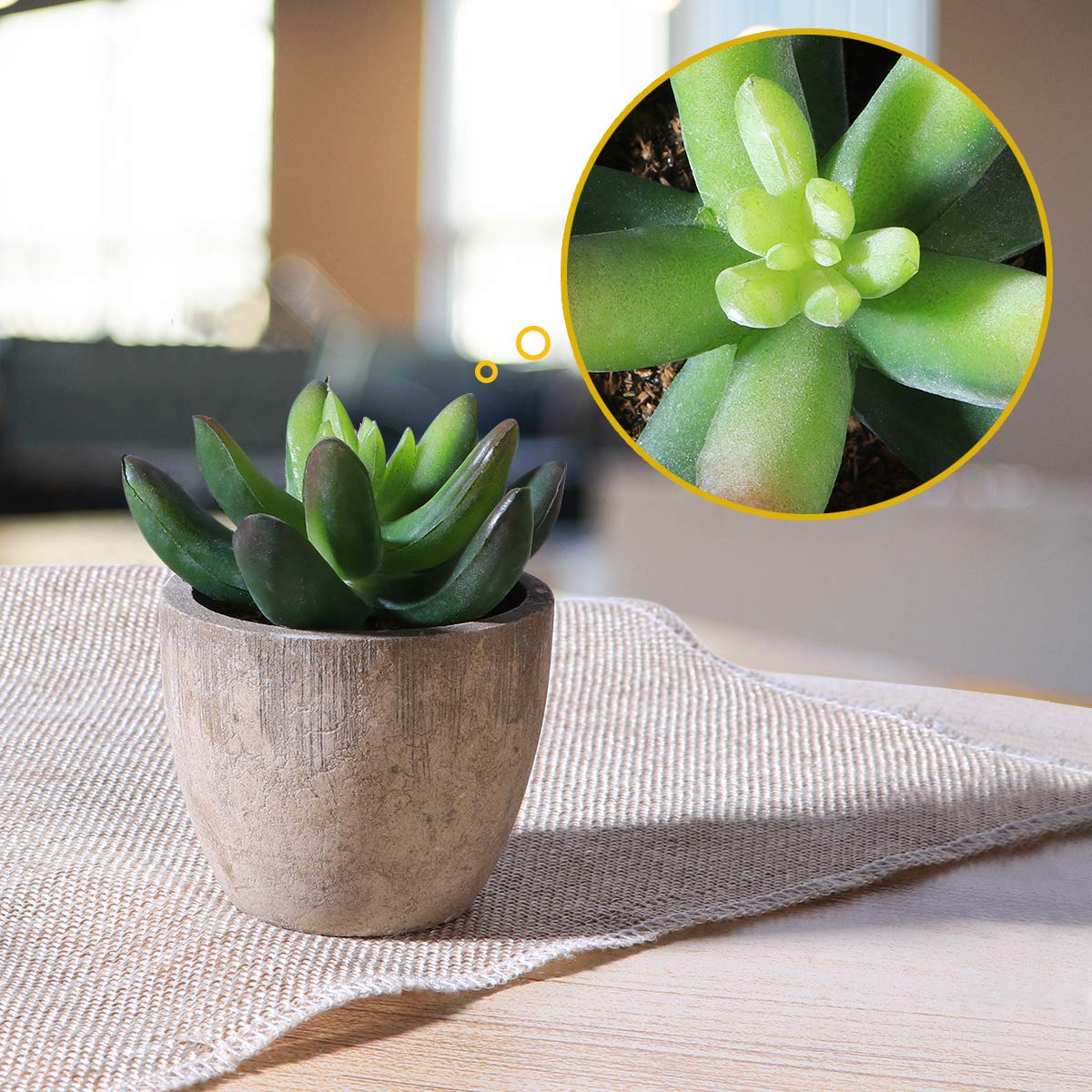 Cabilock Ounona 3pcs Artificial Succulent Plants Set with Pots - Realistic Faux Mini Succulents for Home, Office, and Aesthetic Decor - Perfect for Desk, Living Room, and Bathroom